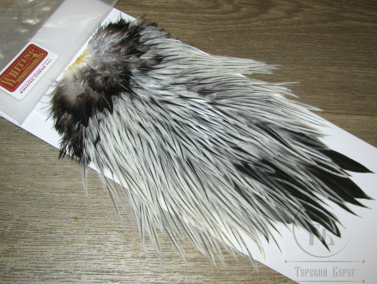 Седло петуха с широким пером Whiting Brahma Rooster Saddle Silver Badger