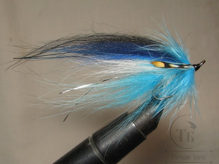 Муха лососёвая на двойнике Herring ( 12 ) TD Blue Classic Partridge Patriot Silver №8