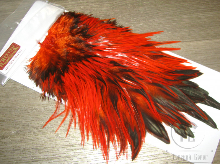 Седло петуха с широким пером Whiting Brahma Rooster Saddle Badger Orange