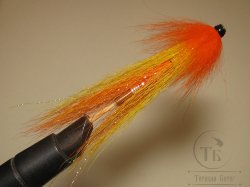 Муха лососёвая с "английским крылом" WG tube Mt. ( 55 ) D 3.0 медь 1 3/4 дюйма Yellow Orange