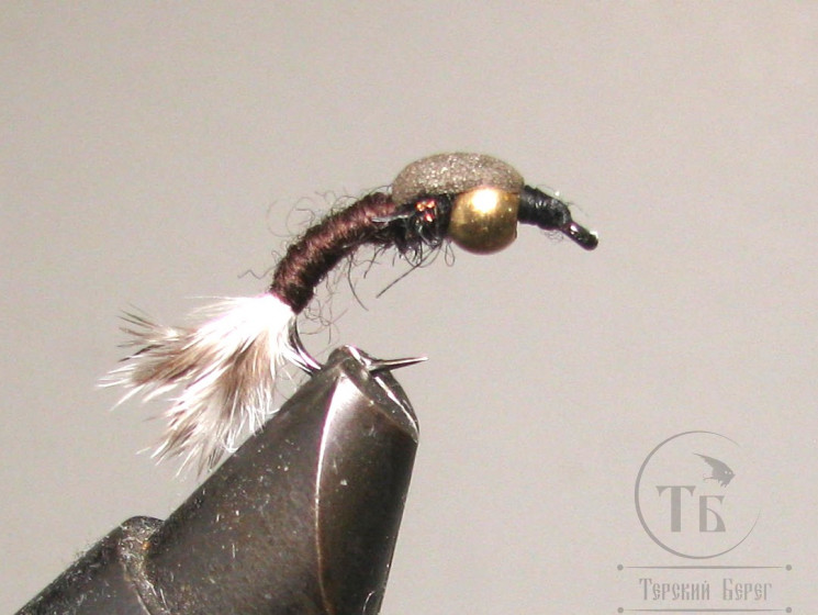 Муха нимфа Scud ( 19 ) Brown FGH Grizzly Tail Nymph крючок scud № 10