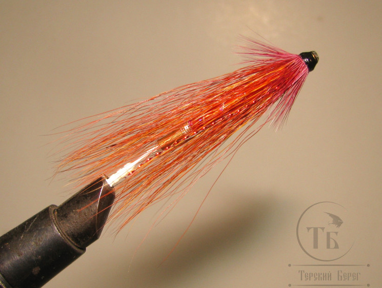Муха лососёвая с "английским крылом" WG tube Mt. ( 10 A ) медь 1.5 дюйма Fiery Brown Phatakorva Orange Var.