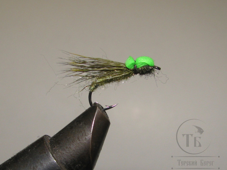 Муха Caddis Foam ( 24 ) Green кр. № 16