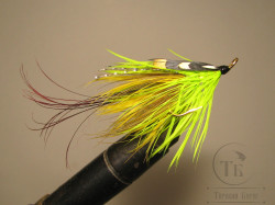 Муха лососёвая ( 7 ) Pot Belly Pig Fl. Canary DL 71 Gold Double № 4