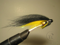 Муха лососёвая скандинавское крыло ( 61 ) Black Yellow TD ( пластик 1,0 дюйм )