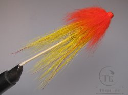 Муха лососёвая английское крыло WG Tube ( 29 ) Plastic 1 1/2 дюйма Orange / Yellow  ( жёлто - оранжевая)