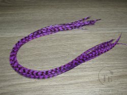 Перо из седла петуха отборное ( 1 шт ) Гризли  ярко сиреневый / Grizzly Bright Lilac