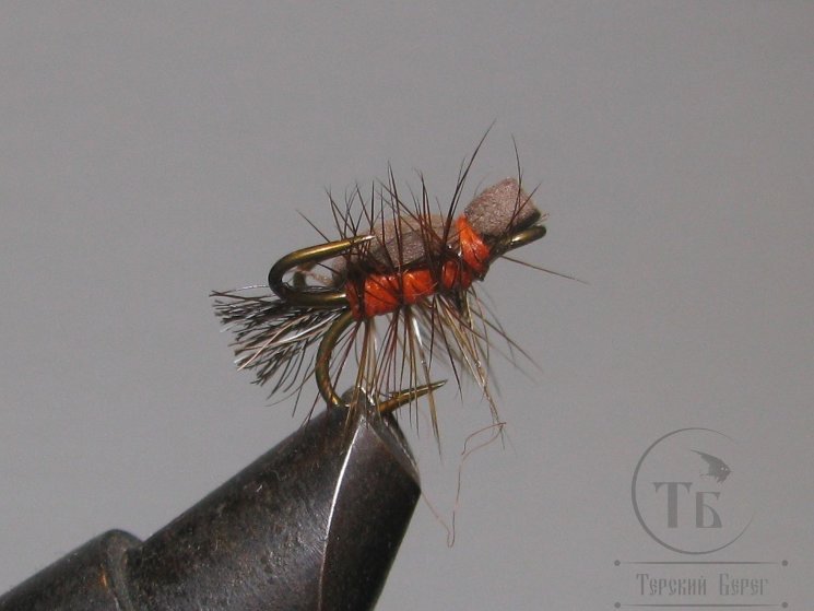 Муха на тройнике "хариус форель" ( 10 ) Foam Rusty Brown кр. №12
