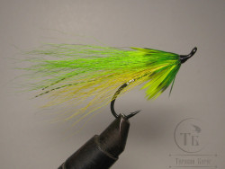 Муха лососевая на одинарном крючке ( 19 ) "Barzuga Canary" Kumho Salmon Black № 4