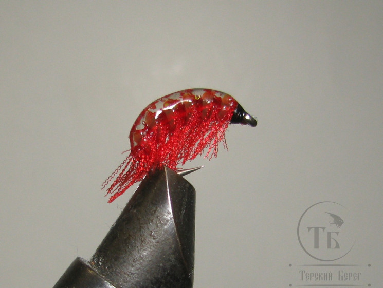 Муха Simple Scud ( 47 ) Бокоплав SSC ( Epoxy ice Scarlet ) крючок Scud № 10