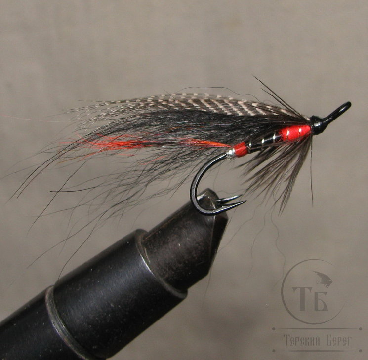 Муха лососевая на двойнике ( 27 ) "Мурманская вариант" JC Teal Black / Red Kamasan № 6