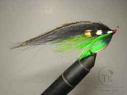 Муха лососевая на золотом двойнике ( 6 ) Green Srey Var Mustad DL Gold № 4