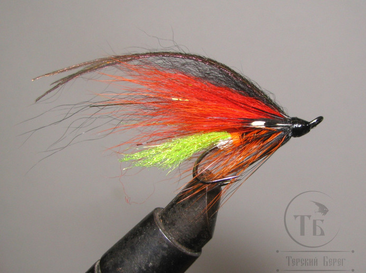 Муха лососёвая на двойнике ( 7 ) Scandi Willie Gunn BHCHT DL71 Black № 4