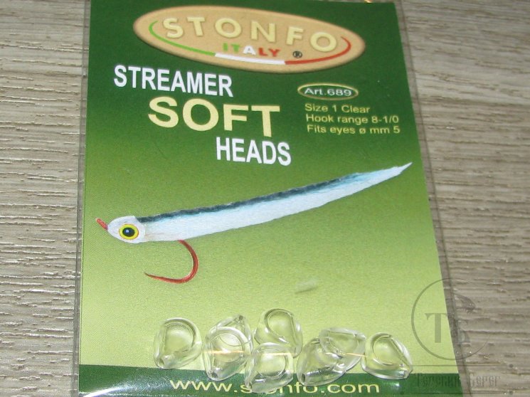 Прозрачная головка для стримера из мягкого пластика Streamer Soft Heads Stonfo # 1 (крючки №№ 8-6) 8 штук