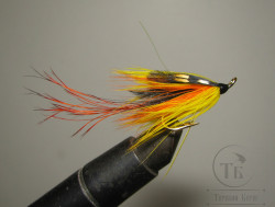 Муха лососёвая ( 10 ) Pot Belly Pig Black / Orange DL 71 Gold Double № 6