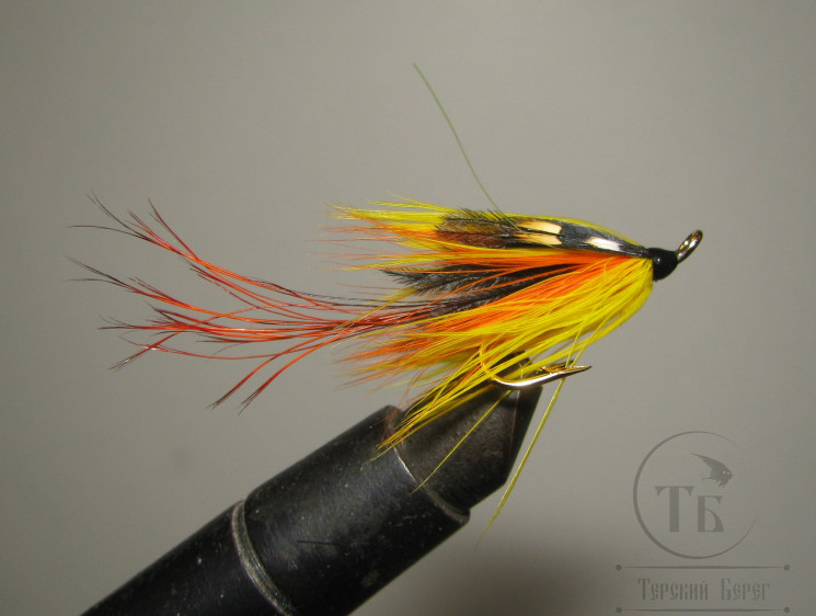 Муха лососёвая ( 10 ) Pot Belly Pig Black / Orange DL 71 Gold Double № 6