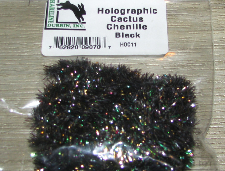 Кактусовая синель Holographic Cactus Chenille Black Hareline