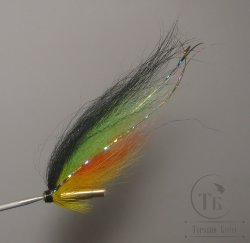 Муха лососёвая на пуле кегля Skitle green highlander