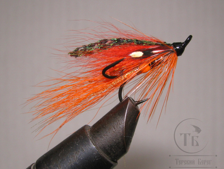 Лососёвая муха Тройник ( 12 ) Orange Shrimp Cascade Partridge X2 Black № 6