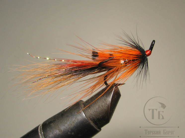 Лососёвая муха Тройник ( 3 ) Kitza Brown Shrimp Partridge X2 Black № 10