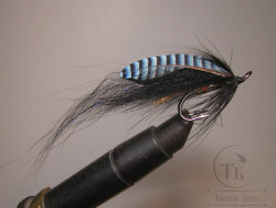 Муха лососёвая на двойнике ( 6 ) Blue Jay Black PR Mustad DL 71 BL Double № 4