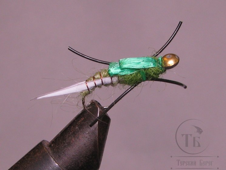 Мухa нимфа ( 16 ) Nymph Sili Legs Green / Olive №6