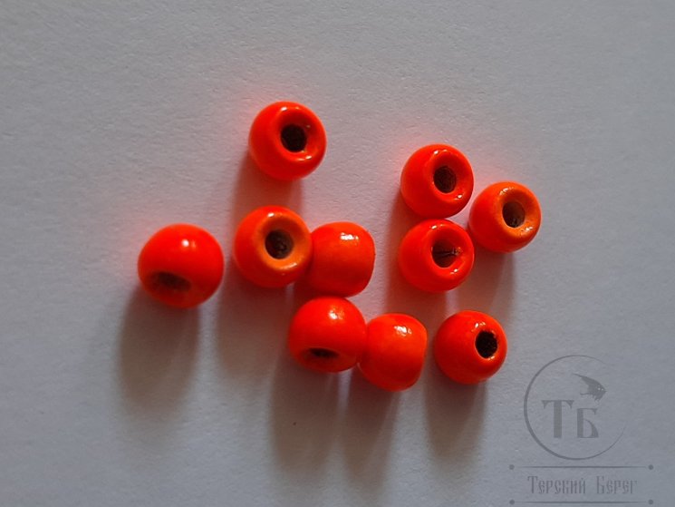 Вольфрамовый шарик с круглым отверстием D 4,0 Fl Hot Orange  (10 шт)