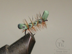 Муха Foam ( 5 ) Caterpillar Dk Olive кр. № 14