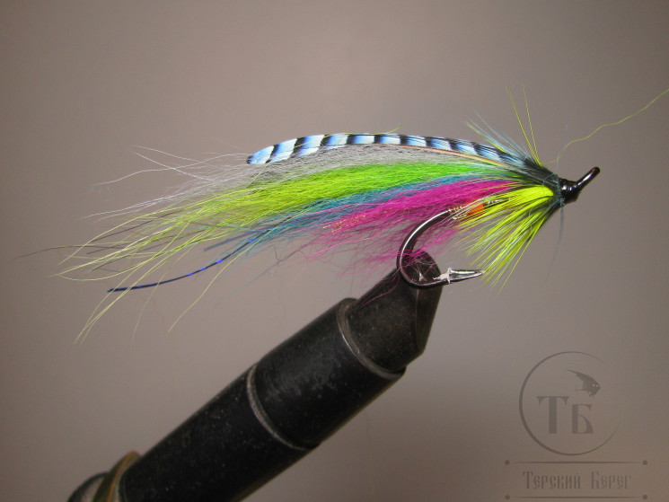 Муха лососёвая на двойнике ( 102 ) Blue Jay Canary Mustad DL 71 BL Double № 4