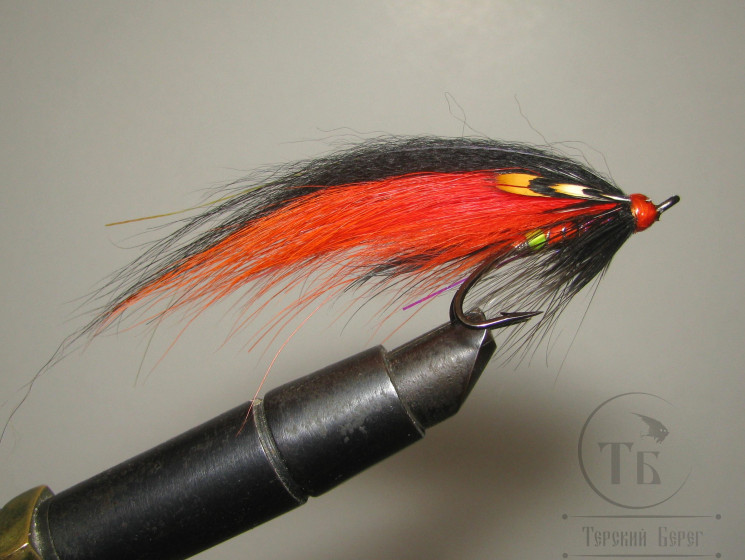 Муха лососёвая на двойнике ( 5 ) Scandinavia JC Black Orange Varzuga Long Partridge Patriot Black № 4