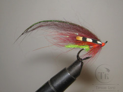 Муха лососёвая Pahtakorva ( 11 ) Fl. Orange Head Claret Var. Ahrex St. Bl. № 4