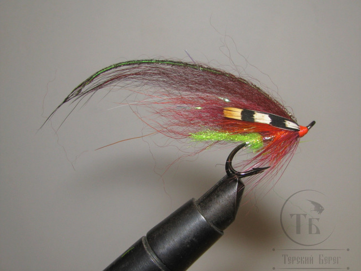 Муха лососёвая Pahtakorva ( 11 ) Fl. Orange Head Claret Var. Ahrex St. Bl. № 4