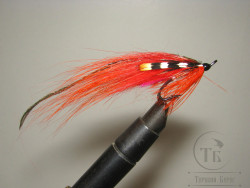 Муха лососёвая на двойнике ( 6 ) Scandinavia JC  Orange Varzuga Long Partridge Patriot Black № 4