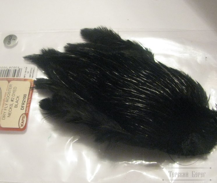 Скальп петуха indian Cape Dry Fly Black # 2 Wapsi