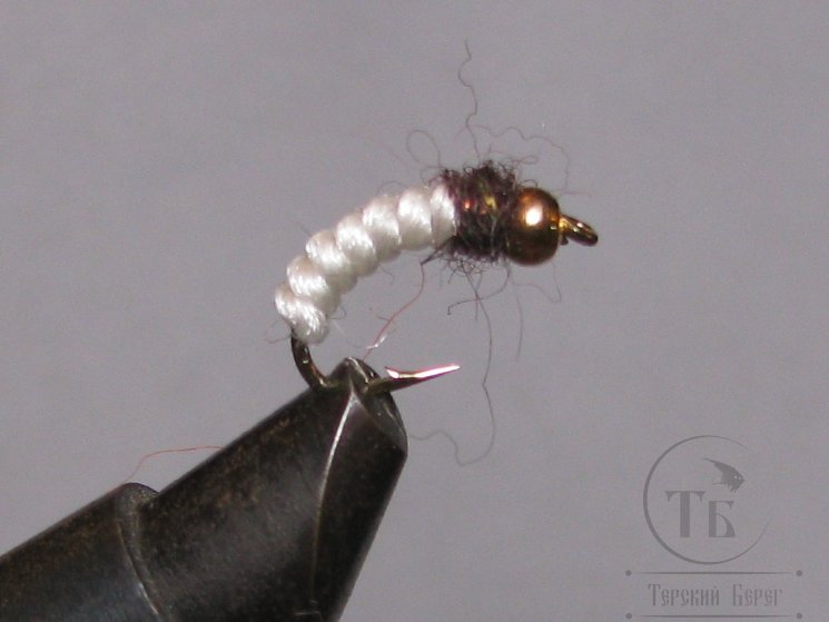Муха нимфа Scud  ( 37 ) GH White Brown Nymph  крючок scud № 10