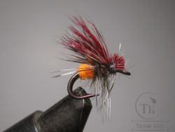 Муха на двойнике (ДВХ № 15) Caddis Claret двойник Short Кр. № 10
