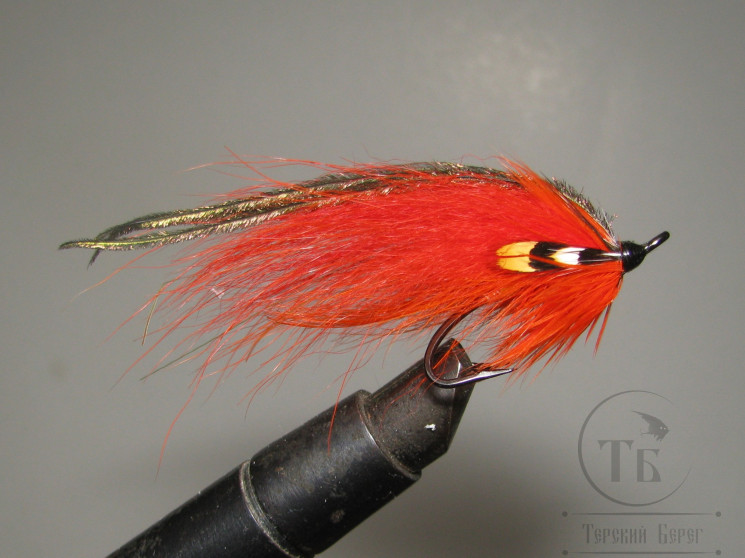 Муха лососёвая на двойнике ( 30 ) Scandinavia JC Orange Varzuga Partridge Patriot Black № 4