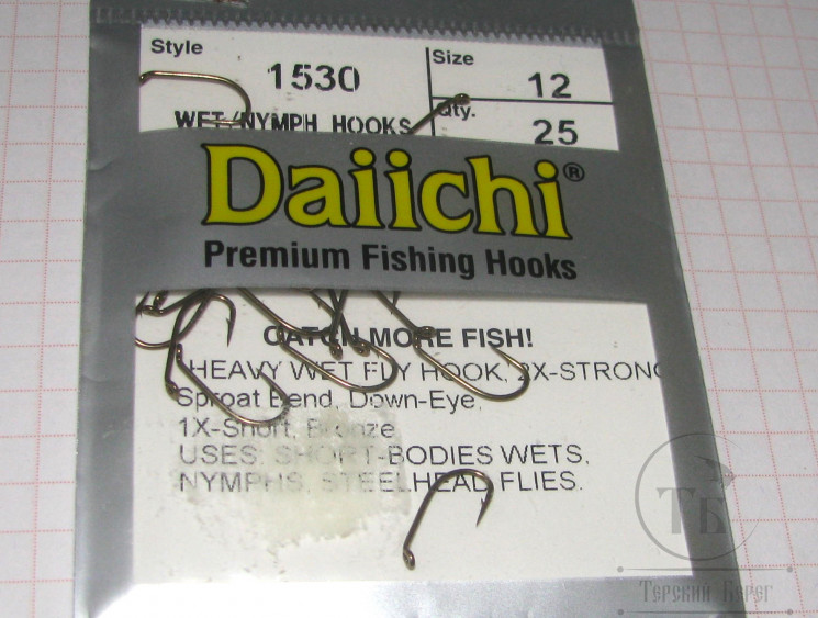 Крючки Daiichi Heavy Wet Nymph 1530 № 12 ( 10 шт )