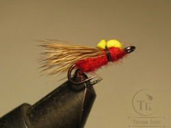 Муха на двойнике (ДВХ № 46) Caddis Red Body Yellow Foam двойник Short Кр. № 12