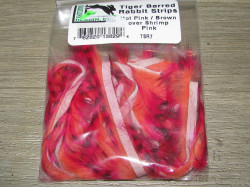 Зонкер кролика tiger barred rabbit strips hot pink / brown over shrimp pink Hareline