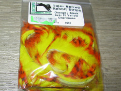Зонкер кролика tiger barred rabbit strips orange / black over fl yellow chartreuse Hareline