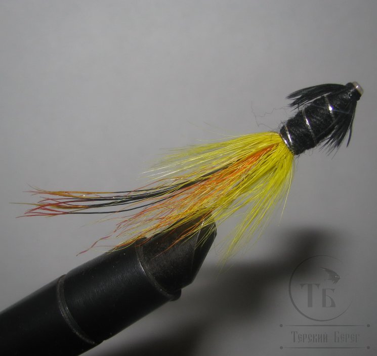 Муха лососёвая ( 33 ) Pot Belly Pig Black Yellow tube 0,75