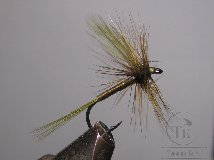 Муха сухая Dry fly Adams 29 " Adams Olive Wing "крючок № 10 ( Kumho )