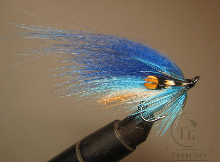 Муха лососёвая на двойнике Herring ( 1 ) Blue Classic Ahrex St. Black № 6