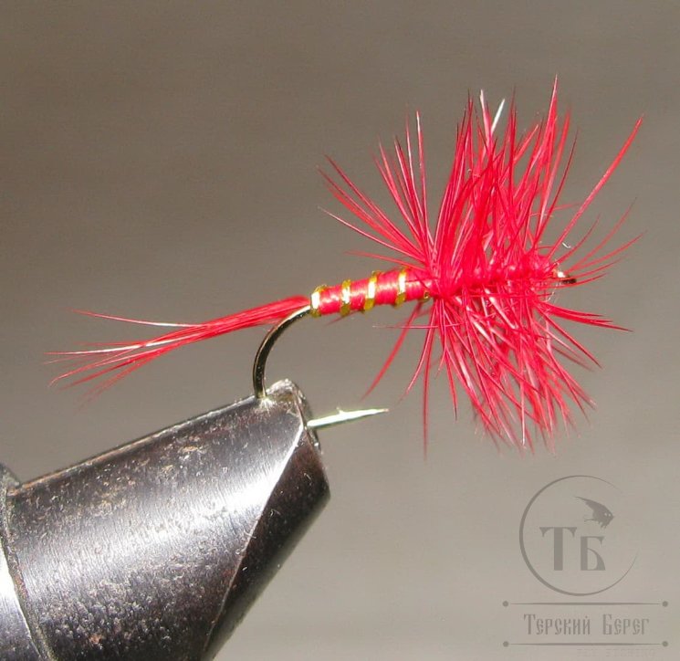 Муха сухая Dry fly ( 106 ) " Dry Fly Red  " крючок № 12 ( Kumho )