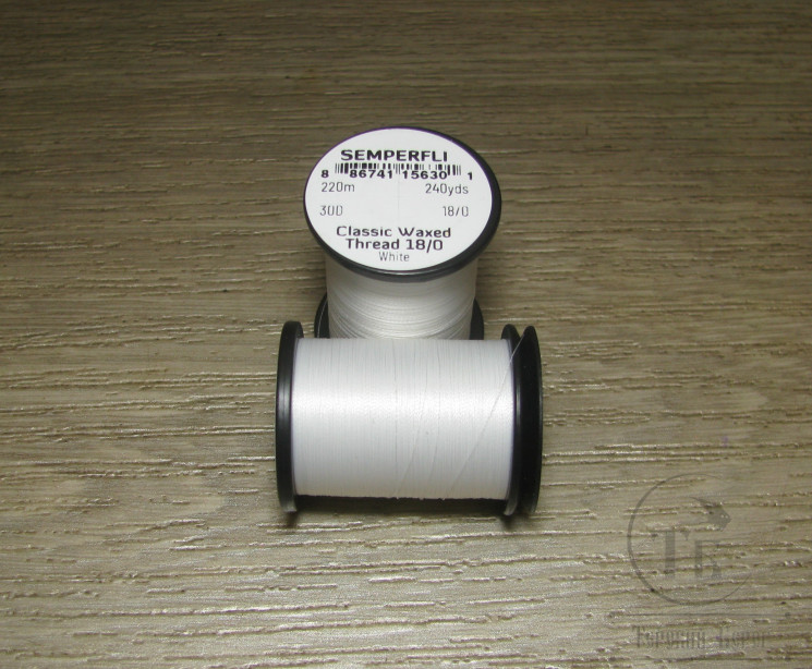 Монтажные нитки Classic Waxed 30D 220 m. 18/0 White Semperfli 