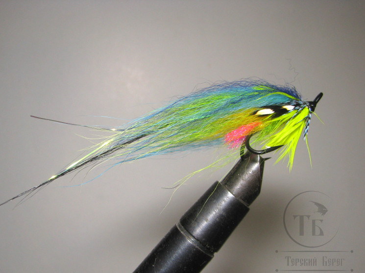 Муха лососёвая на двойнике Herring ( 5 ) Fl. Chart. Hr. Partridge Heavy Double Black № 2