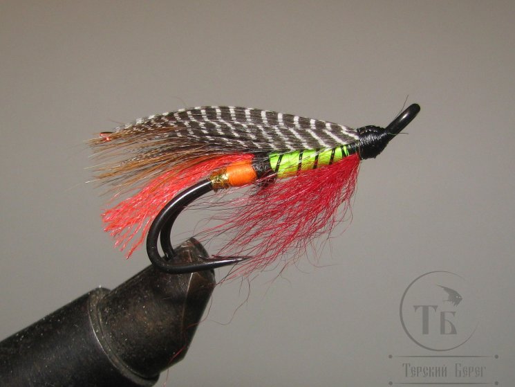  Муха лососевая на двойнике ( 3 ) "Жаба" Teal Orange Partridge Heavy Double № 2 