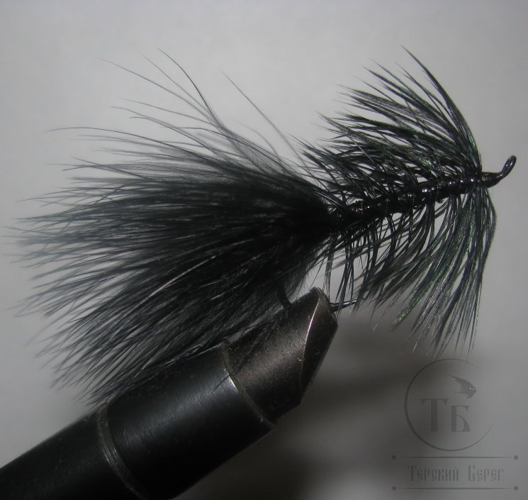 Муха лососевая на одинарном крючке ( 31 ) Wooly Salmon Black ( кр. Salmon Black № 4 )