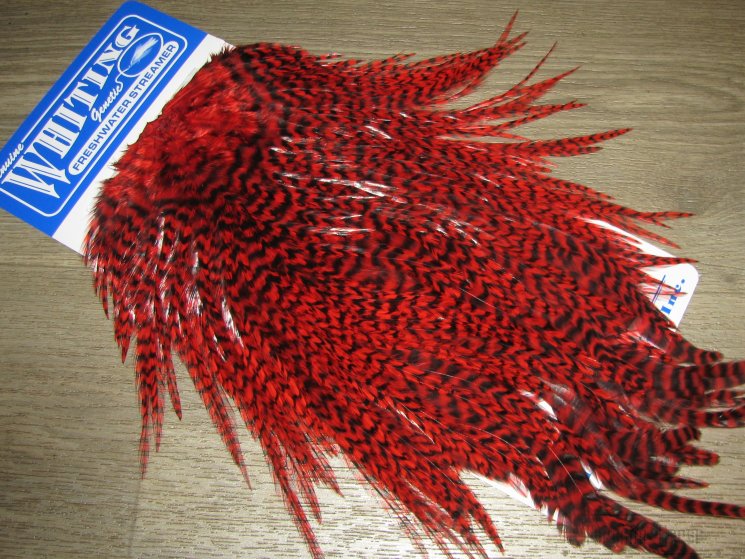 Седло петуха с широким пером Whiting Freshwater Streamer Saddle Grizzly Red